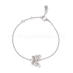 Bracciali a maglie a farfalla in lega stile tibetano&nbsp;BJEW-JB11795