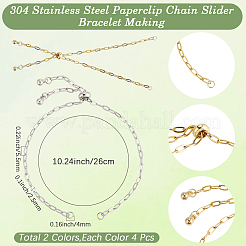 8 Stück 2 Farben 2.5mm 304 Edelstahl Büroklammer Kette Schieber Armbandherstellung&nbsp;STAS-SC0021-13