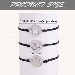 Ensemble de bracelets à maillons papillon en acier inoxydable 430 de 3 styles&nbsp;JB728A