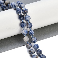 Perles de jaspe tache bleue naturelle&nbsp;G-G182-B31-03