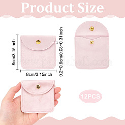 12 pochette de rangement en velours avec bouton-pression pour boucles d'oreilles&nbsp;ABAG-UN0001-17A