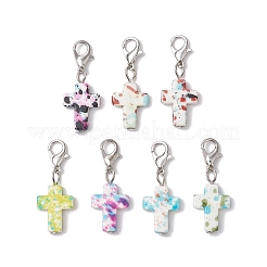 Decorazioni sintetiche pendenti con croce turchese&nbsp;HJEW-JM02568