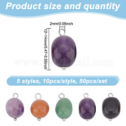 50 pièces 5 styles pépites naturelles aventurine rouge & aventurine verte & améthyste & obsidienne & lapis lazuli breloques&nbsp;PALLOY-HY00026
