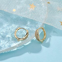 Micropave de latón claro fornituras de aretes de aro de circonio cúbico&nbsp;ZIRC-YW0001-09G