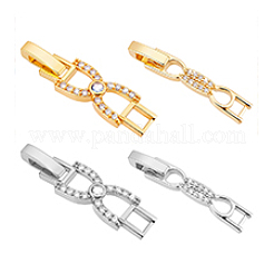 8 pz. 2 stili di fermagli per cinturini per orologi in ottone placcato con zirconi cubici trasparenti&nbsp;ZIRC-PH0001-47