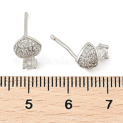 Boucles d'oreilles en laiton zircon cubique micro pavé clair&nbsp;EJEW-R016-26P-13
