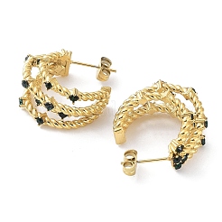 Orecchini a bottone in acciaio inossidabile 304 placcato oro 18k con strass&nbsp;EJEW-L267-004G-02