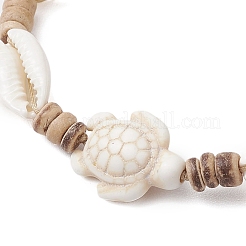 Braccialetti regolabili con conchiglie di ciprea e perline intrecciate di cocco a tema oceano&nbsp;BJEW-JB11461-02