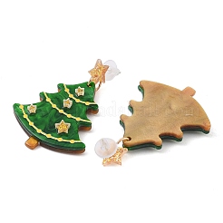Glitzerstern Weihnachtsbaum Acryl Ohrstecker&nbsp;EJEW-L203-12B