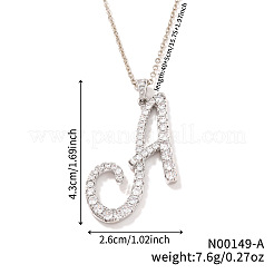 Elegante mode messing micro pave klar zirkonia alphabet anhänger halsketten&nbsp;OI8825-1