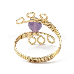 Anello per dito con perline tonde in pietra preziosa&nbsp;RJEW-JR00543
