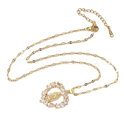 Halsketten mit hohlem Anhänger aus Messing mit Kristall-Strass&nbsp;LS-NJEW-P331-01B-G