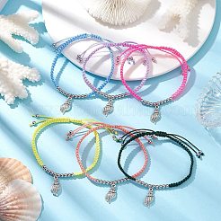 6 Stück 6 Farben Sommer Strand verstellbare geflochtene Nylonkordel Armbänder&nbsp;BJEW-JB10458