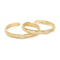 Bracelets de manchette en laiton avec micro-pavé de zircone cubique transparent&nbsp;BJEW-A116-06G