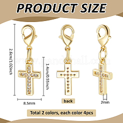 8 ciondolo decorativo in zirconia cubica micro pavé in ottone bicolore&nbsp;HJEW-PH02527