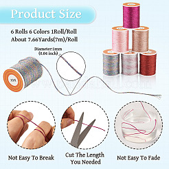 6 Rolle 6 Farben Polyester-Metallic-Faden&nbsp;OCOR-TA0002-82A
