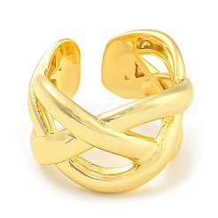 Anneaux de manchette ouverts croisés en laiton plaqué en rack&nbsp;X-RJEW-Q784-10G