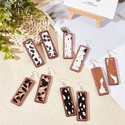 Kit de fabrication de boucles d'oreilles pendantes rectangulaires à imprimé léopard&nbsp;DIY-OC0008-38B