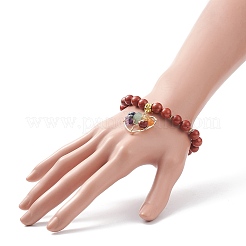 Bracelet extensible en jaspe rouge naturel&nbsp;BJEW-JB08747-05