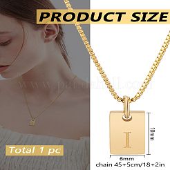 Collier avec pendentif rectangulaire en forme de lettre en acier inoxydable 1 pièce&nbsp;NJEW-LP0001-34I-G
