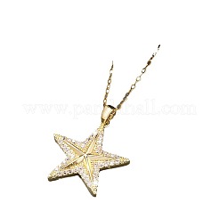Collane con ciondolo a stella in ottone micro pavé di zirconi cubici trasparenti per donna&nbsp;FS-WG16544-01