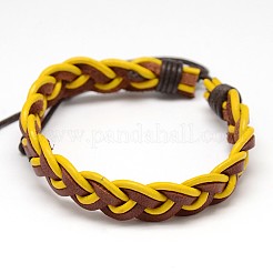 Trendy unisex lässig geflochtene gewachste schnur und lederarmbänder&nbsp;BJEW-L297-M