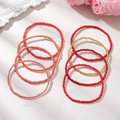 8 pz braccialetti elastici con perline di vetro per donna&nbsp;BJEW-MZ00268