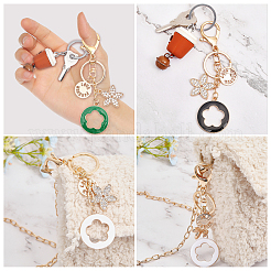 4 Stück Schlüsselanhänger mit Strass-Emaille-Blumenanhänger und Legierungsanhänger in 4 Farben&nbsp;KEYC-GL0001-08