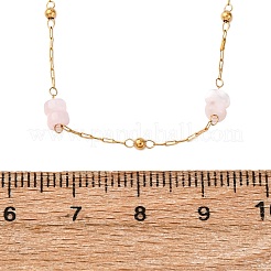 Colliers à maillons en acier inoxydable 304 avec perles de coquillage naturel teintées en rose pour femmes&nbsp;NJEW-K255-46G