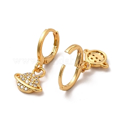 Orecchini a leva in ottone placcato a cremagliera con micro pavé di zirconi cubici&nbsp;EJEW-P221-35G