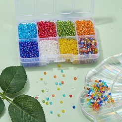 120g 8 Farben runde Glasperlen&nbsp;SEED-YW0001-63