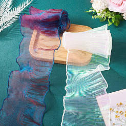 4 yard 2 colori nastro di pizzo plissettato in poliestere color sirena&nbsp;DIY-TA0012-01