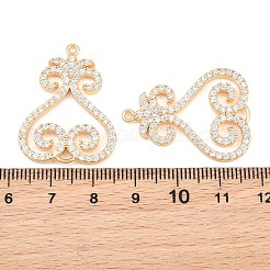 Breloques de connecteur en laiton micro pavé de zircone cubique transparente&nbsp;CU-CBA7BFE-03C-G