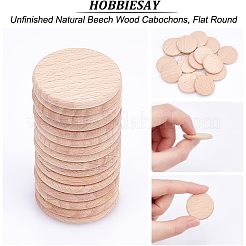 50 Stück unbehandelte Cabochons aus natürlichem Buchenholz&nbsp;WOOD-HY0001-01