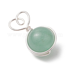 4 stücke 4 arten natürliche rose quarz & aventurin & amethyst & karneol kupfer draht gewickelt herz ball anhänger&nbsp;PALLOY-TA00215-02