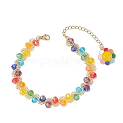 Verstellbare Armbänder aus Glasperlen mit lächelndem Gesicht für Damen&nbsp;BJEW-MZ00339