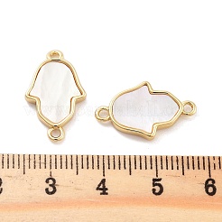 Ciondoli per connettori con collegamenti a mano hamsa in conchiglia pavimentata in ottone placcato a cremagliera&nbsp;KK-C063-02G