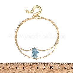 Bracciali a doppio strato da donna con catene in ottone e perline di pietre preziose naturali.&nbsp;BJEW-JB14134