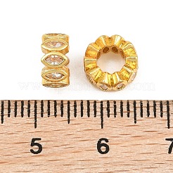 Laiton micro pave zircon cubique transparent perles européennes&nbsp;CU-CBA6A75-15G