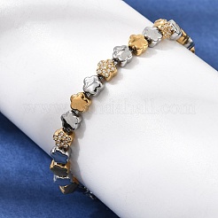 Bracciali bicolore in acciaio inossidabile 304 con micro pavé di zirconi cubici trasparenti&nbsp;SA-CBAB122-02B