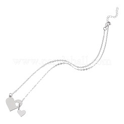 Collier en Y avec pendentif en forme de cœur en acier inoxydable 302 pour femme&nbsp;NJEW-TADJ0001-01P