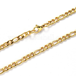 Collares de cadena Figaro de acero inoxidable 304 con revestimiento al vacío de PVD&nbsp;NJEW-S420-003B-G