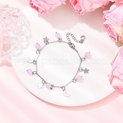 3 bracciale con ciondolo in acciaio inossidabile e giada malese naturale e tinta&nbsp;BJEW-JB12418