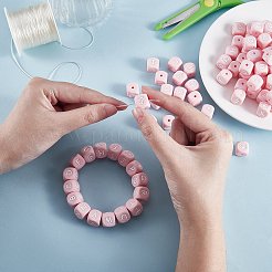 20 Uds. Cuentas de silicona con letras de cubo rosa&nbsp;JX435R