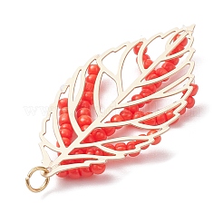 Pendentifs en forme de feuille faits à la main avec des perles de verre&nbsp;PALLOY-MZ00935-02