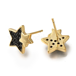 Boucle d'oreille en laiton plaqué en laiton micro pavé de zircone cubique&nbsp;EJEW-C101-01G