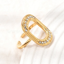 Anelli aperti con polsino in acciaio inossidabile 304 e strass per donna&nbsp;RB-CBA2039-01G-01