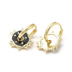 Orecchini pendenti a leva in ottone dorato con sole e luna&nbsp;EJEW-L268-045G