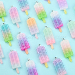 40pcs 8 pendentifs en résine opaque de couleur dégradée&nbsp;RESI-CJ0002-58