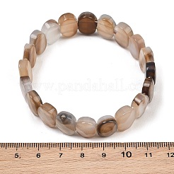 Bracciale elastico con perline ovali di agata naturale tinta e riscaldata&nbsp;G-E010-01-23